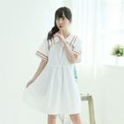 Sailor-collar Mini Polo Dress