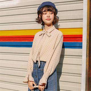 Bow-accent Dotted Shirt