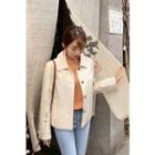 Collared Buttoned Cotton Jacket Ivory - One Size