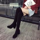 Block Heel Elastic Over-the-knee Boots