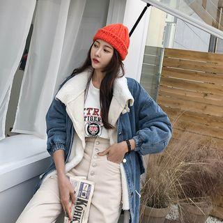 Inset Dumble Jacket Denim Parka Dark Blue - One Size
