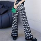 Mid-rise Argyle Loose-fit Boot-cut Pants