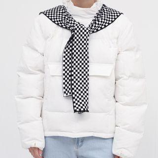 Long-sleeve Plain High-neck Padded Pullover
