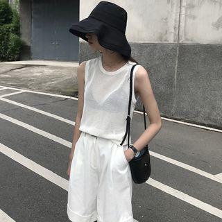 Lightweight Open-knit Sheer Tank Top