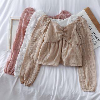 Ruched Lace Crop Blouse