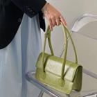 Plain Faux Leather Shoulder Bag Green - One Size