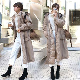 Long Hooded Buttoned Padded Coat