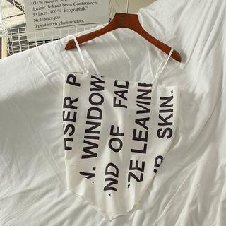Lettering Asymmetrical Camisole Top White - One Size