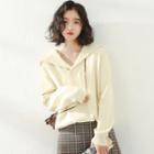 Placket Collared Sweater Almond Beige - One Size