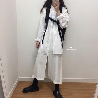 Long-sleeve Shirt / Cropped Wide-leg Pants