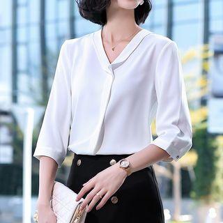 3/4-sleeve Blouse / Midi A-line Skirt / Set