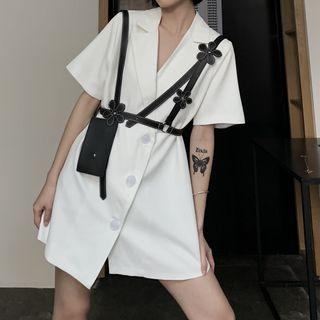 Elbow-sleeve Mini A-line Blazer Dress