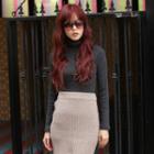 Turtle-neck Ribbed Top
