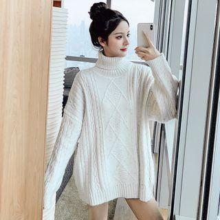 Turtleneck Cable Knit Sweater / Cardigan