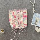 Mesh Lace-up Strap Print Tube Top Pink - One Size