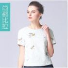 Embroidered Short-sleeve Lace Top