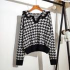 Houndstooth Lapel Sweater