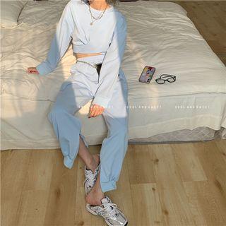 Plain Cropped Pullover / Zip Sweatpants