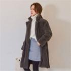Hook-and-eye Collared Faux-fur Coat