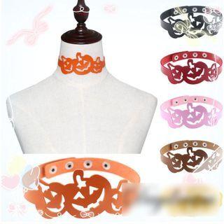 Halloween Pumpkin Faux Leather Choker