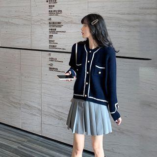 Pearl Button Knit Long-sleeve Cardigan