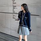 Pearl Button Knit Long-sleeve Cardigan