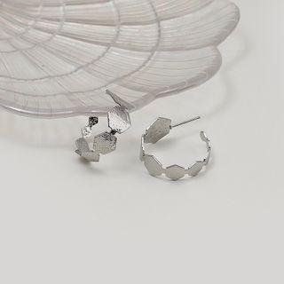 Geometric Alloy Open Hoop Earring 1 Pair - E2681-2 - Silver - One Size