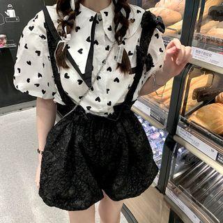 Short-sleeve Heart Shirt / Suspender Skirt