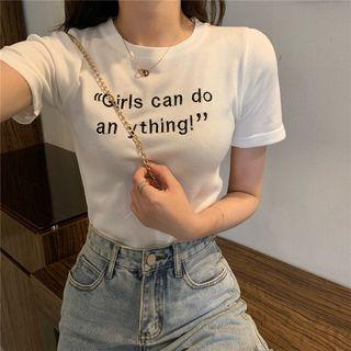 Short-sleeve Letter Embroidered Tee