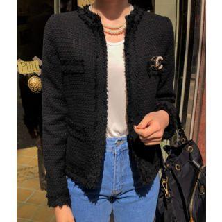 Dali Hotel Fringed Open Tweed Jacket