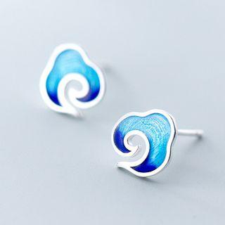 925 Sterling Silver Gradient Cloud Earring Blue - One Size