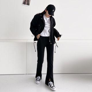 Hooded Drawstring-trim Jacket