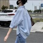 Elbow-sleeve Drop-shoulder Shirt / Straight Leg Cropped Jeans