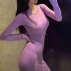 Long-sleeve Plain Dress Purple - One Size