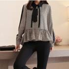 Collared Houndstooth Blouse