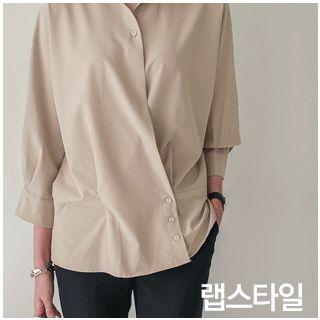 Pintuck-trim Wrap-front Blouse