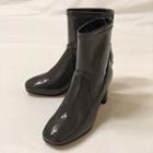 Block-heel Patent Short Boots