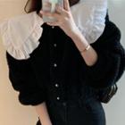 Doll-collar Button-up Blouse Black - One Size