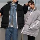 Couple Matching Contrast-trim Zip Padded Jacket