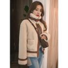 Funnel-neck Sherpa-fleece Biker Jacket