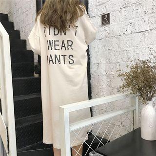 Lettering Long Sleeve Midi Dress