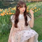 Spaghetti-strap Floral Tiered Dress / Short-sleeve Blouse