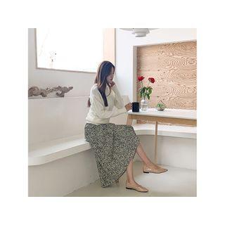 Leopard A-line Maxi Skirt Beige - One Size