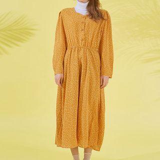 Half-placket Polka-dot Dress