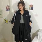 Set: Elbow-sleeve Zip Jacket + Wide-leg Shorts