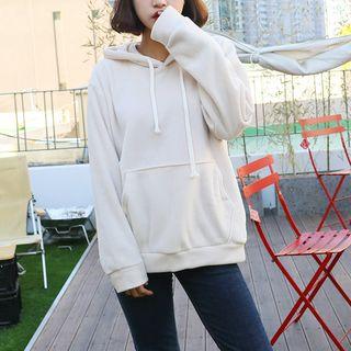 Kangaroo-pocket Loose-fit Fleece Hoodie