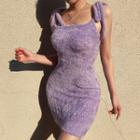 Open Back Faux-fur Spaghetti Strap Dress