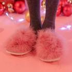 Heart-patch Furry Slippers