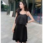 Spaghetti Strap Tiered Glitter A-line Dress