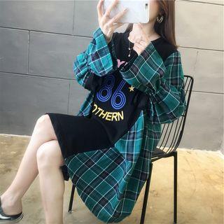 Bell-sleeve Color-block Striped Pullover